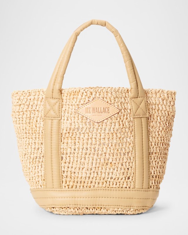 Mini Raffia & Leather Tote Bag